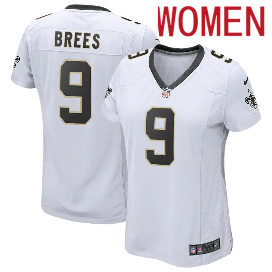 Women New Orleans Saints #9 Drew Brees Nike White Game Player NFL Jersey->women nfl jersey->Women Jersey